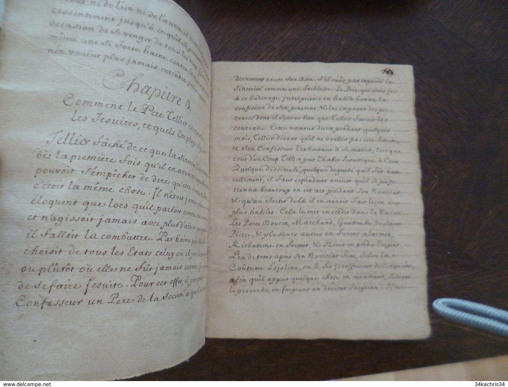 Manuscrit Religion Curiosa Jésuites. La Vie Du Père Tellier Et La Dispute Du Père Lachaise Et Belzebut - Manuscripten