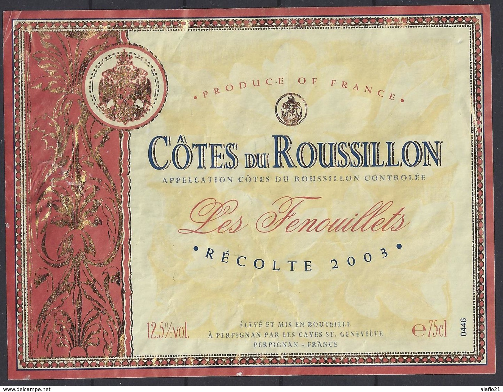 ETIQUETTE CÔTES Du ROUSSILLON 2003 - Les Fenouillets - Languedoc-Roussillon