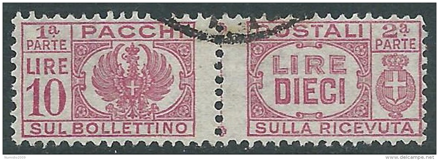 1946 LUOGOTENENZA USATO PACCHI POSTALI 10 LIRE - Z7 - Postal Parcels