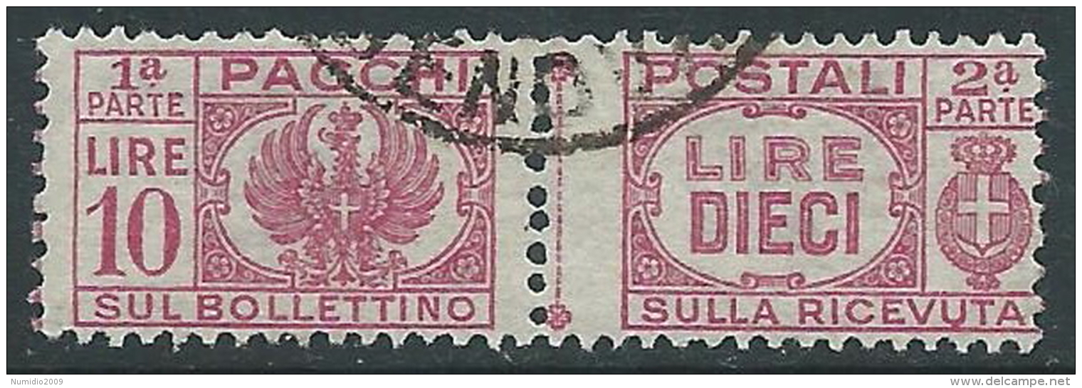 1946 LUOGOTENENZA USATO PACCHI POSTALI 10 LIRE - Z7-6 - Colis-postaux