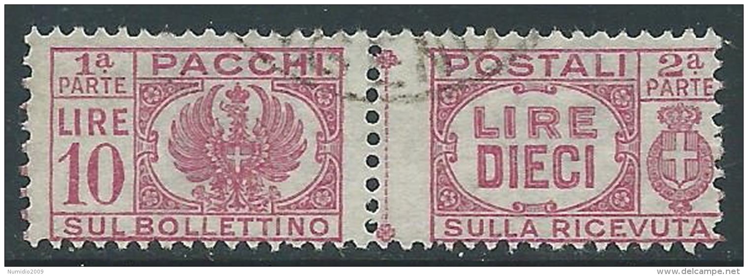 1946 LUOGOTENENZA USATO PACCHI POSTALI 10 LIRE - Z9-2 - Postal Parcels