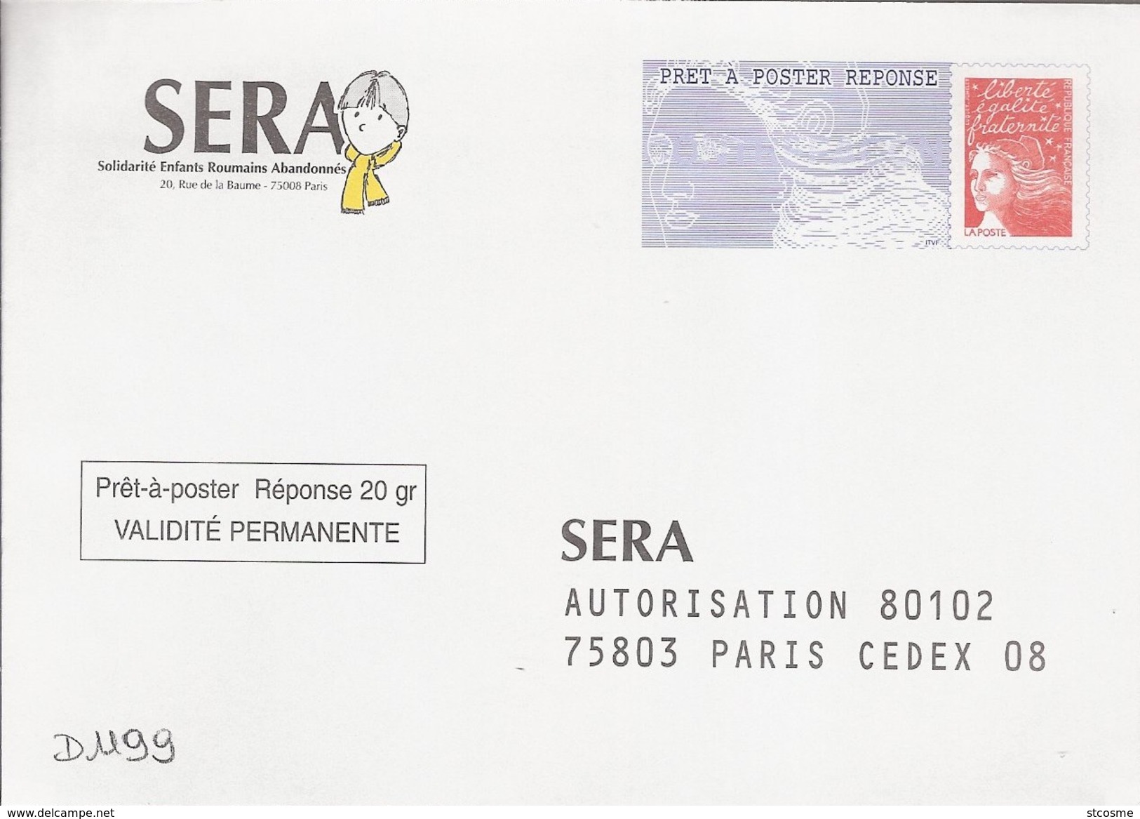 D1199 Entier / Stationery / PSE - PAP Réponse Luquet - SERA - SANS N° D'agrément - PAP: Antwort/Luquet