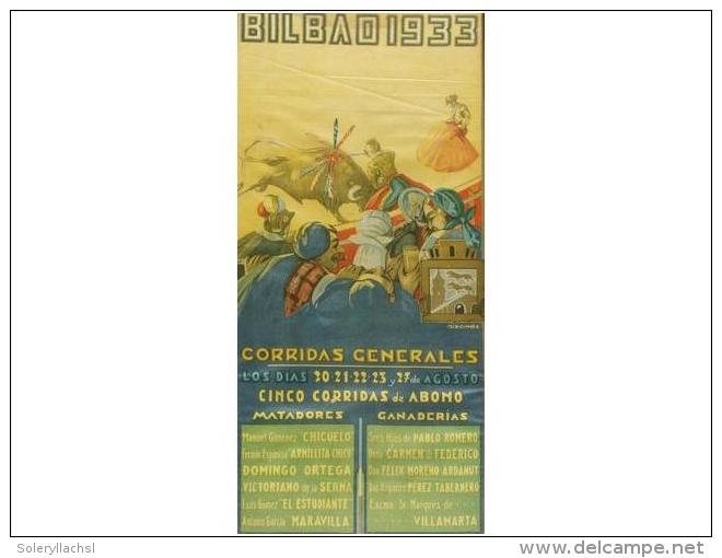 1933. CARTEL: (TAUROMAQUIA). [GUINEA]: BILBAO. Litograf&iacute;a A Color. 43 X 21 Cm. - Ohne Zuordnung