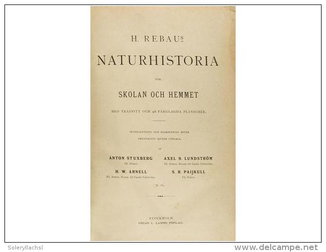 1880 Ca. LIBRO: REBAUS, H.: NATURHISTORIA FOR SKOLAN OCH HEMMET MED TRASNITT OCH 48 FARGLAGDA... - Ohne Zuordnung