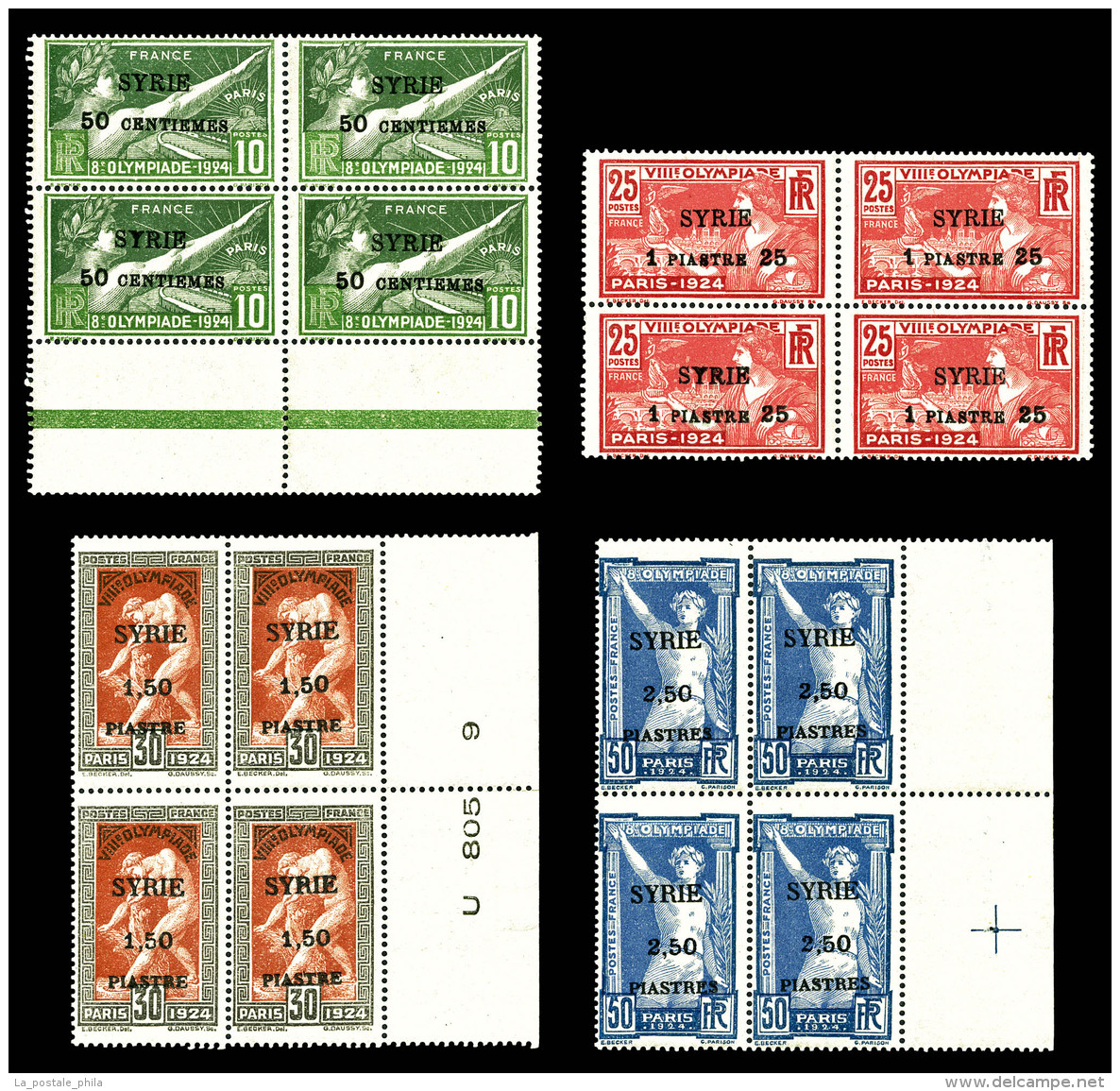 ** N&deg;122/25, S&eacute;rie JO De 1924 En Blocs De 4, SUP (certificat)   Cote: 872 Euros   Qualit&eacute;: ** - Unused Stamps