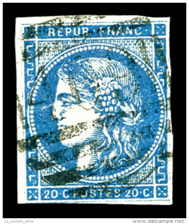 O N&deg;45C, 20c Bleu, Obl Boite Mobile De La Manche. TTB     Qualit&eacute;: O - 1870 Ausgabe Bordeaux