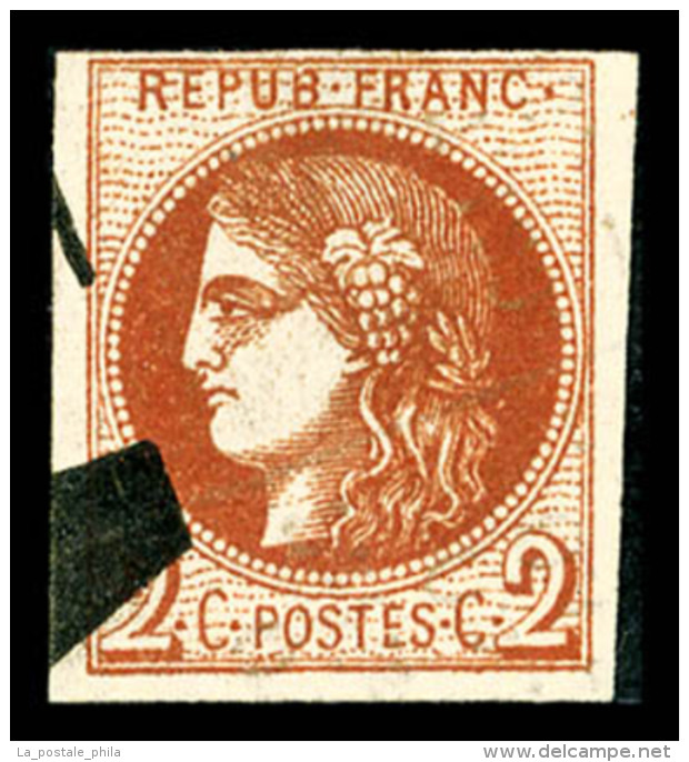 O N&deg;40Bf, 2c Rouge-brique Fonc&eacute; Report 2 Obl Typo Des Journaux, Tr&egrave;s Jolie Pi&egrave;ce, SUP... - 1870 Ausgabe Bordeaux