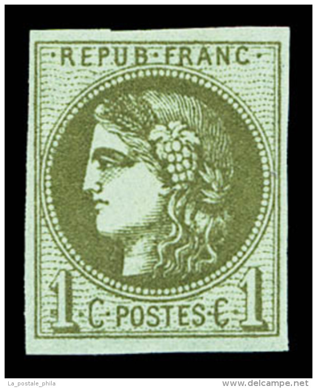 ** N&deg;39A, 1c Olive Report 1, Fra&icirc;cheur Postale, SUP (certificat)     Qualit&eacute;: ** - 1870 Emissione Di Bordeaux