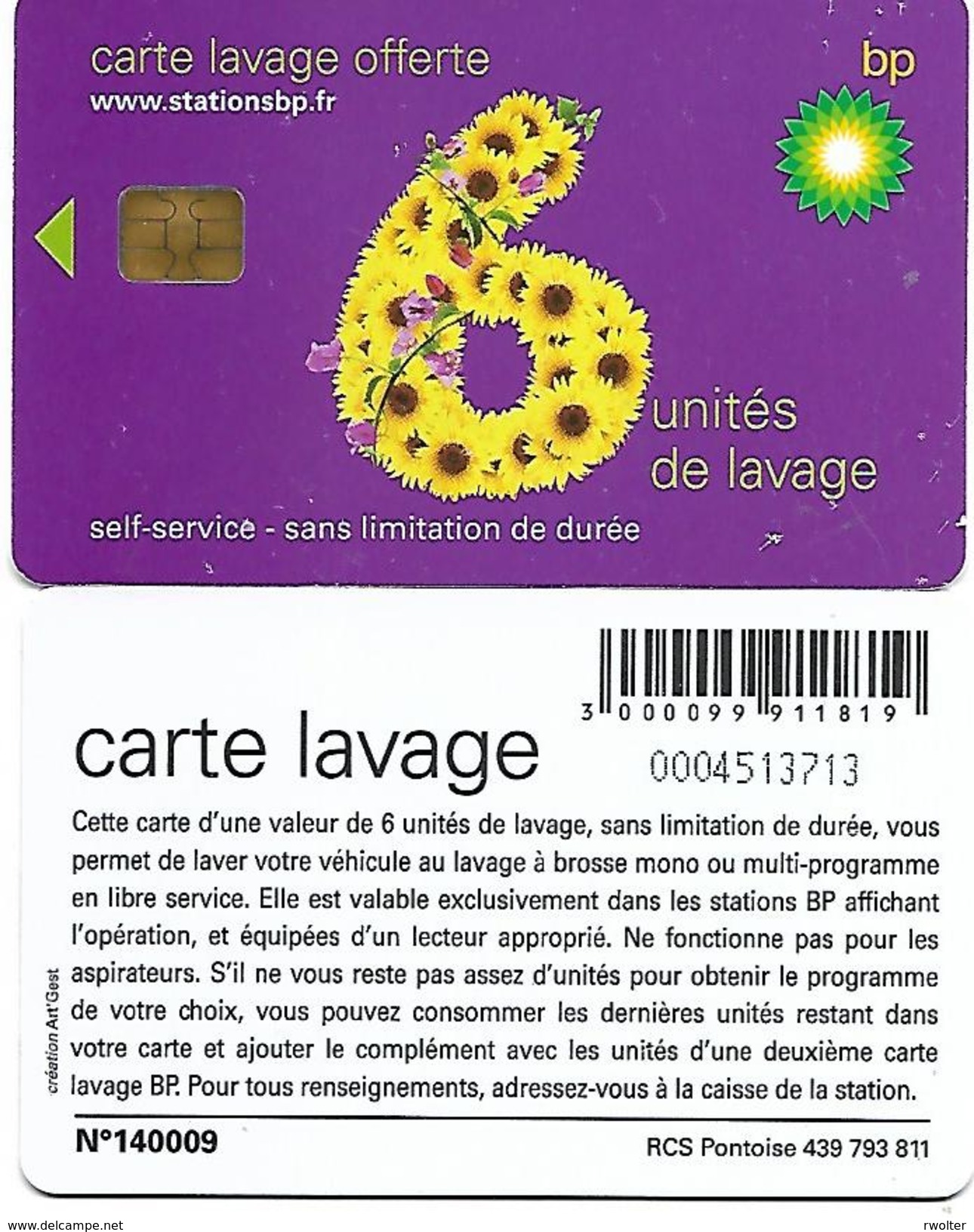 @+ Carte De Lavage BP - 6 UNITES - Rare Puce 3 - 6 Unites Violette - Autowäsche