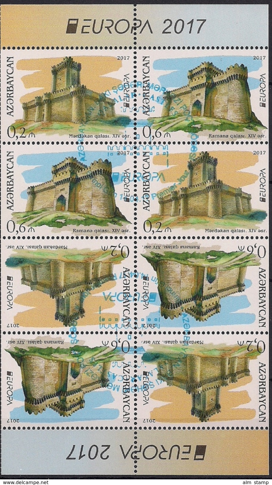 2017  Aserbaidschan MI. 1193-4 D Used  Europe Cept Castles - 2017