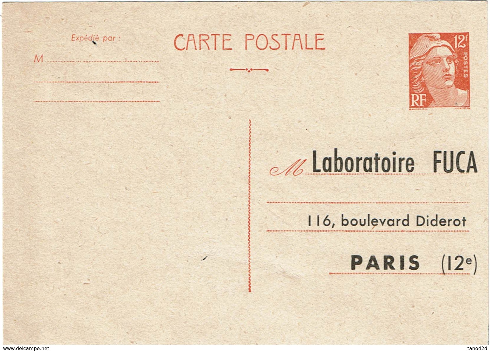 CTN49/4 - CARTE POSTALE GANDON 12f 140x100mm REPIQUAGE LABORATOIRE FUCA NEUVE - Postales  Transplantadas (antes 1995)