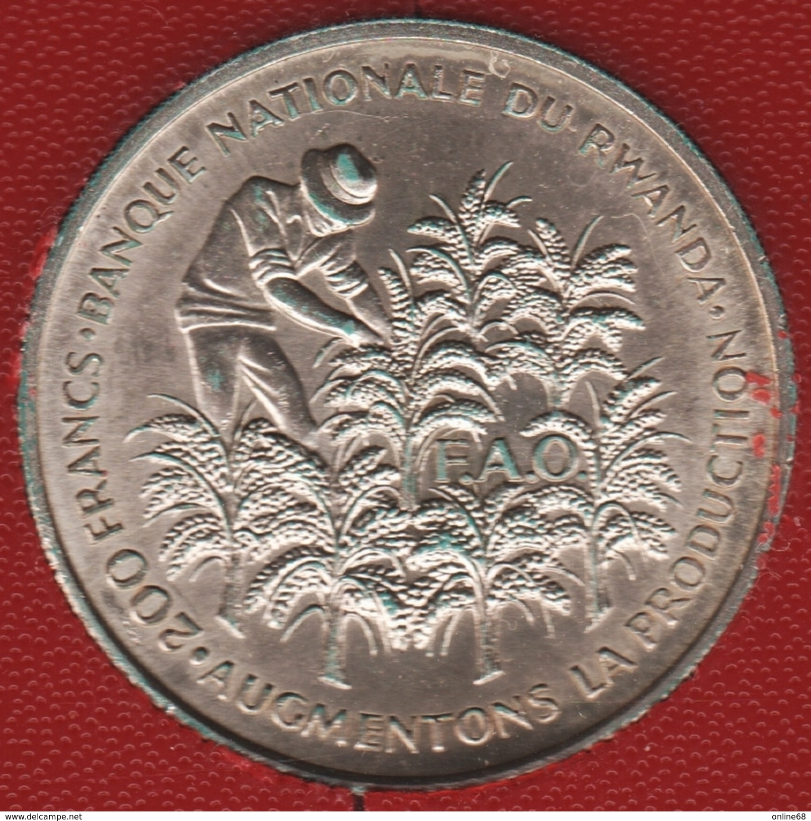 RWANDA 200 FRANCS 1972 FAO 10TH ANNIVERSAIRE DE L'INDEPENDANCE ARGENT Silver .800 KM# 11 - Rwanda