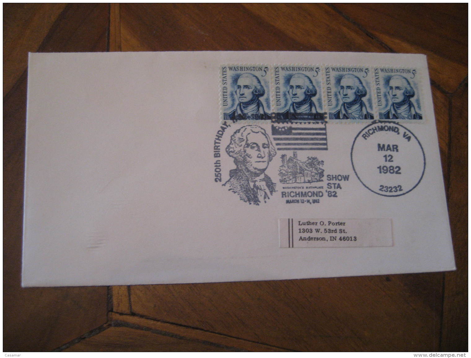 GEORGE WASHINGTON USA President Celebrities Celebrites RICHMOND 1982 Cancel Cover USA - George Washington