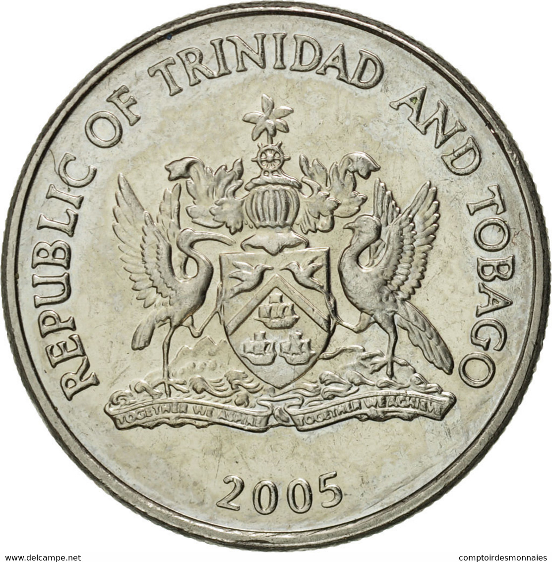 Monnaie, TRINIDAD & TOBAGO, 25 Cents, 2005, Franklin Mint, FDC, Copper-nickel - Trinidad & Tobago