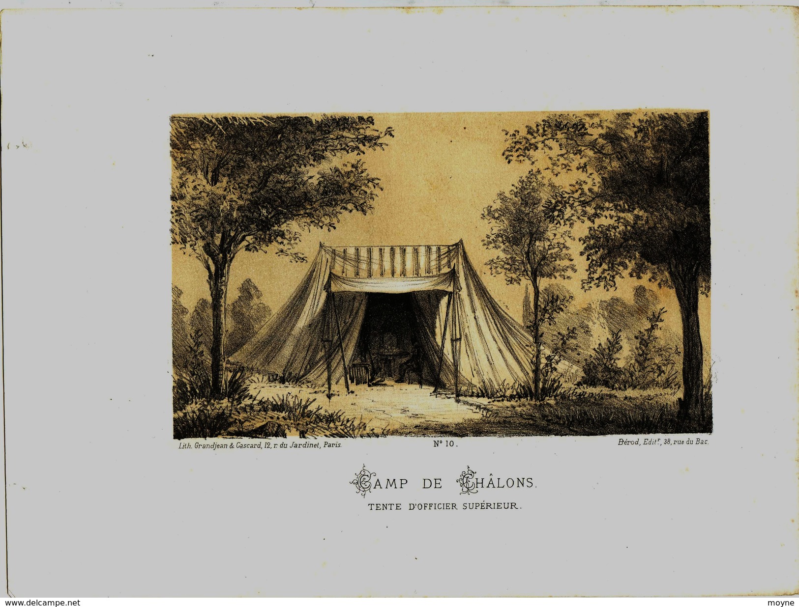 Litho CAMP DE CHALONS TENTE D'OFFICIER  GUERRE De 1870 1871 - Col.Garde Nationale Mobile De La Seine 7éme Bat. Militaria - Autres & Non Classés