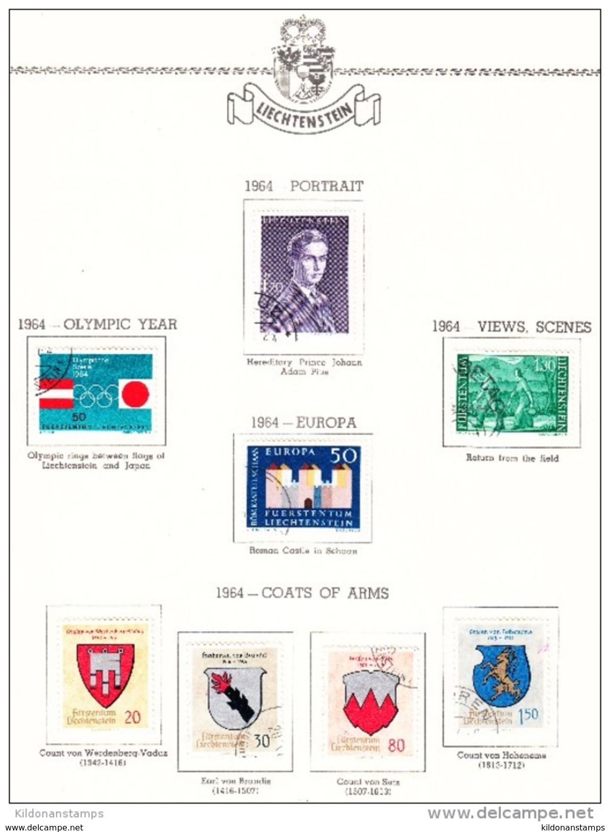 Liechtenstein 1912-66 cancelled collection, Minkus album & pages, Sc# see notes