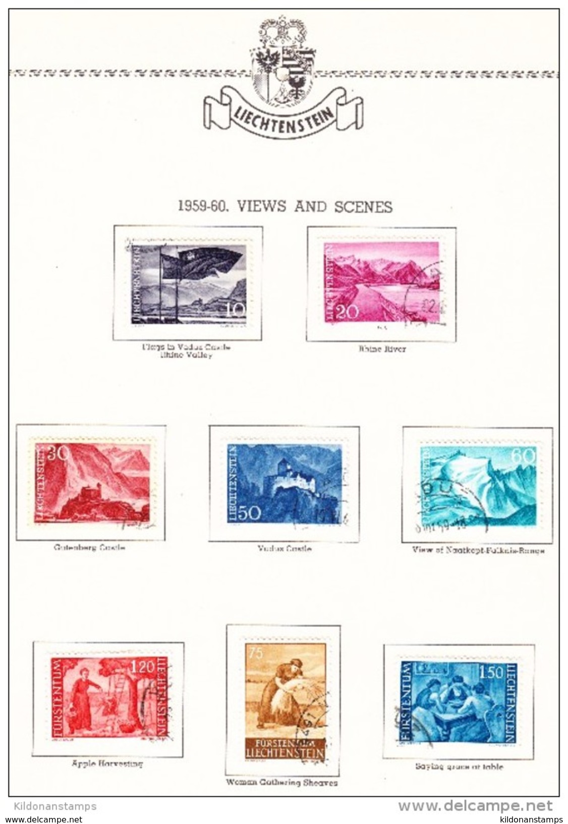 Liechtenstein 1912-66 cancelled collection, Minkus album & pages, Sc# see notes