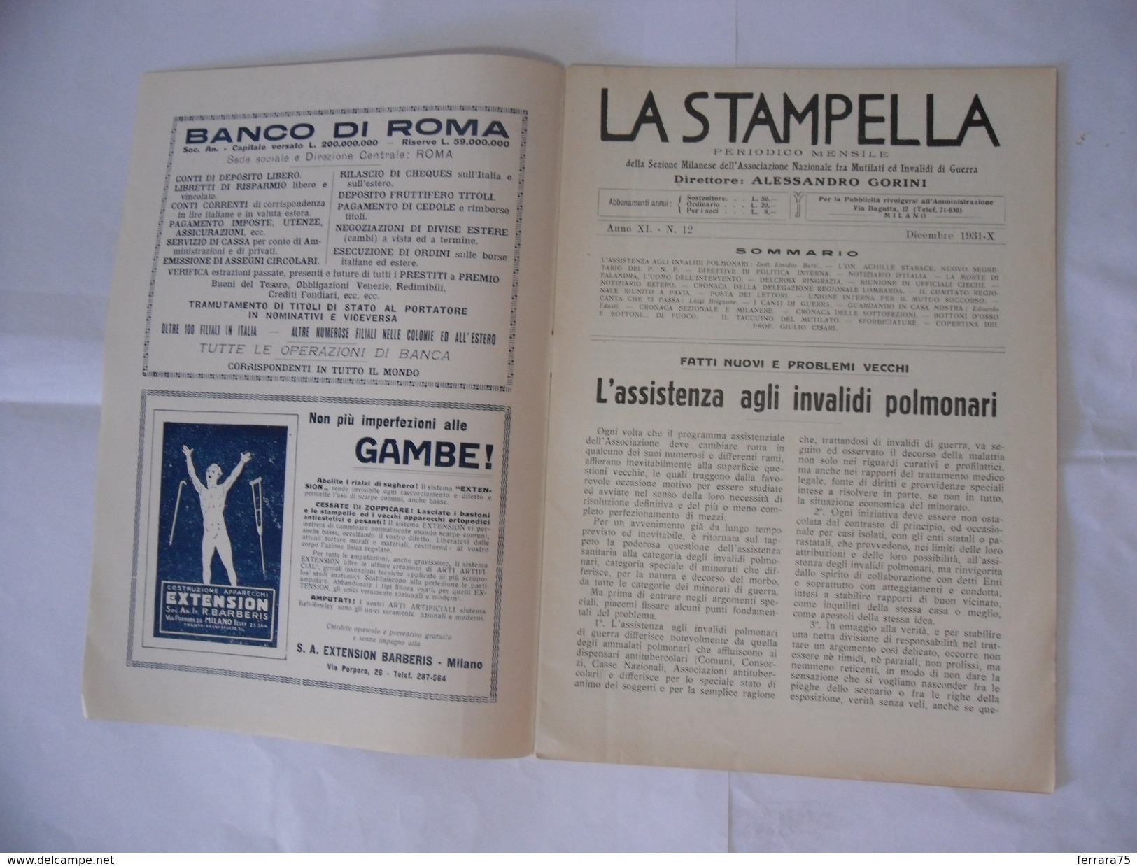 WW2 RIVISTA LA STAMPELLA SANTO NATALE 1931 MUTILATI ED INVALIDI DI GUERRA. - Italienisch