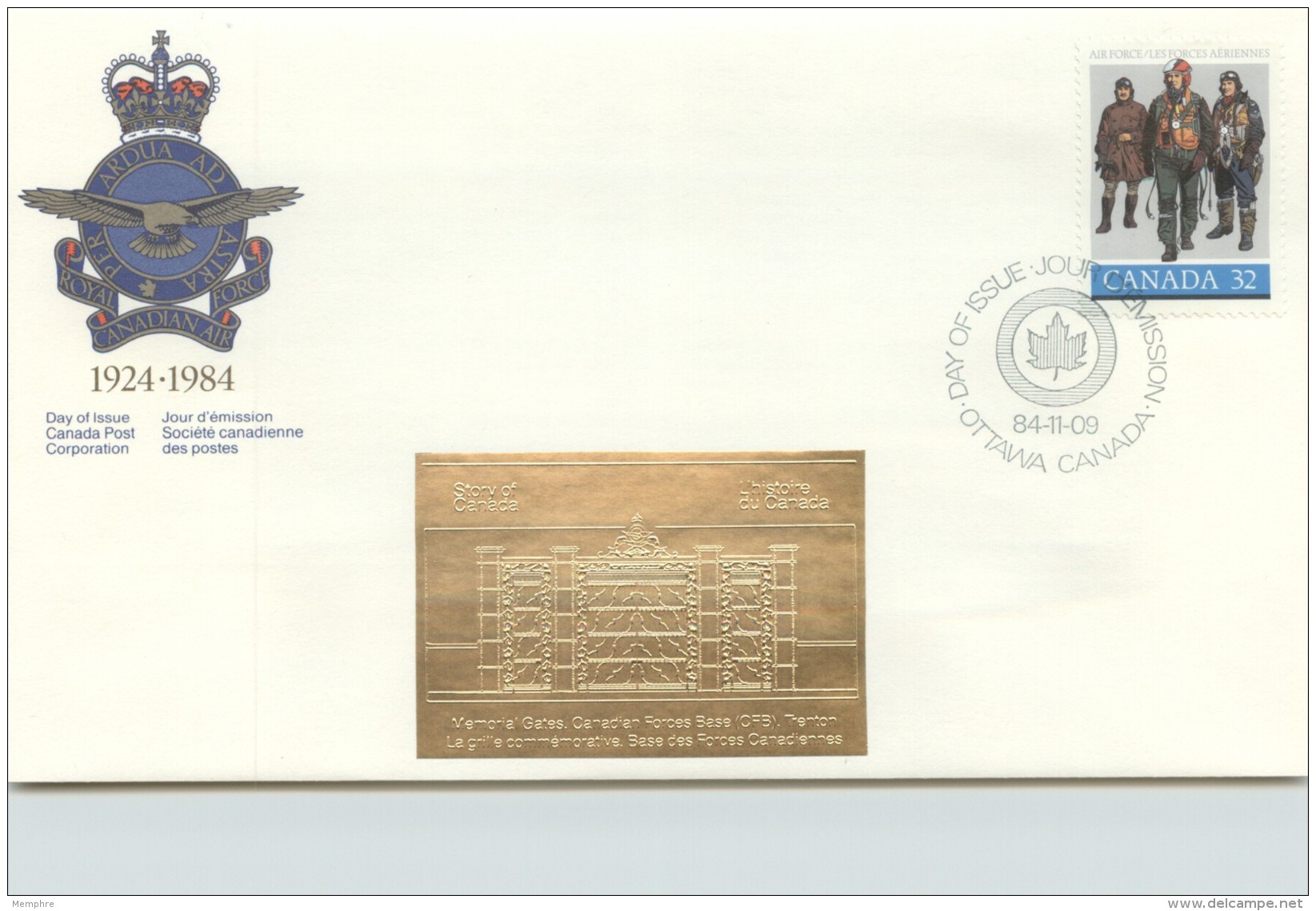 1984  Royal Canadian Air Force  Sc 1043  With Gold Foil Add-on - 1981-1990