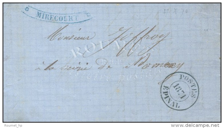 Cachet De Fortune Bleu * MIRECOURT * Sur Lettre Avec Texte Dat&eacute; Du 27 Octobre 1870 Affranchie En... - Briefe U. Dokumente