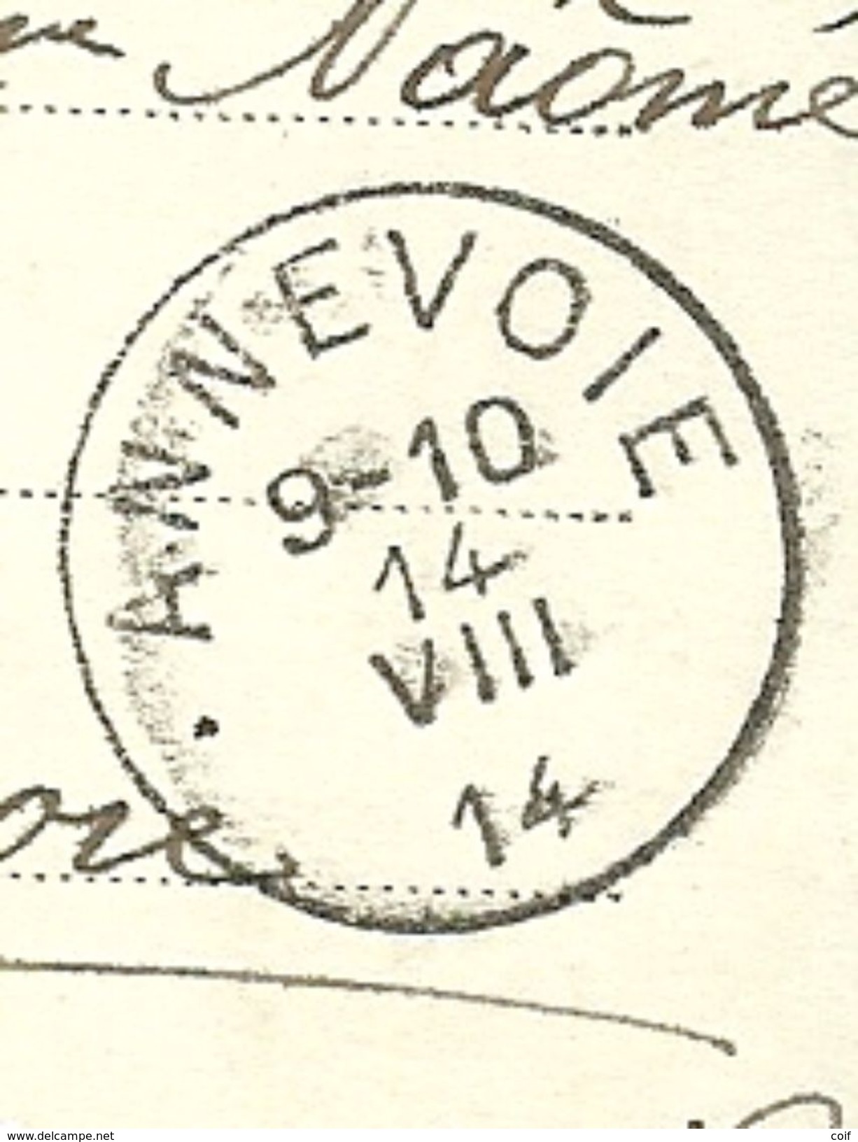 110 Op Kaart Stempel BRUXELLES Op 13/08/1914 Met Als Aankomst ANNEVOIE Op 14/08/1914 (Offensief W.O.I) - Zona Non Occupata