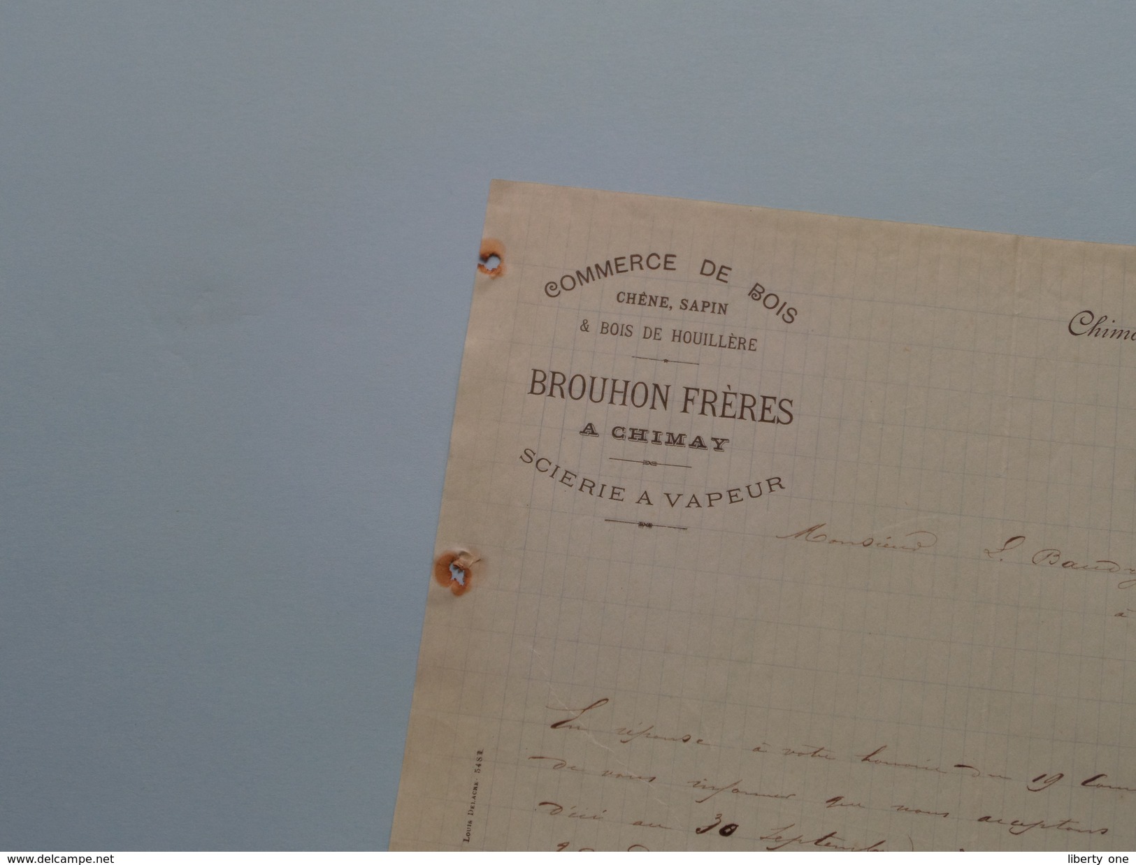 BROUHON Frères A CHIMAY ( Commerce De Bois ) > Mr. Baudry De Bois Sains Du Nord 1883 ! - 1800 – 1899