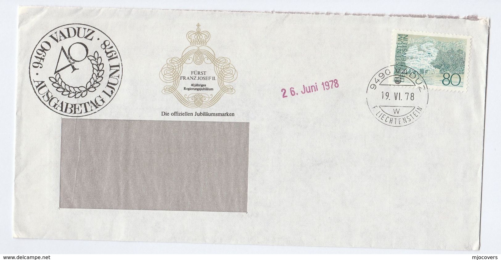 1978 LIECHTENSTEIN  COVER Stamps  Royalty Event Advert - Brieven En Documenten