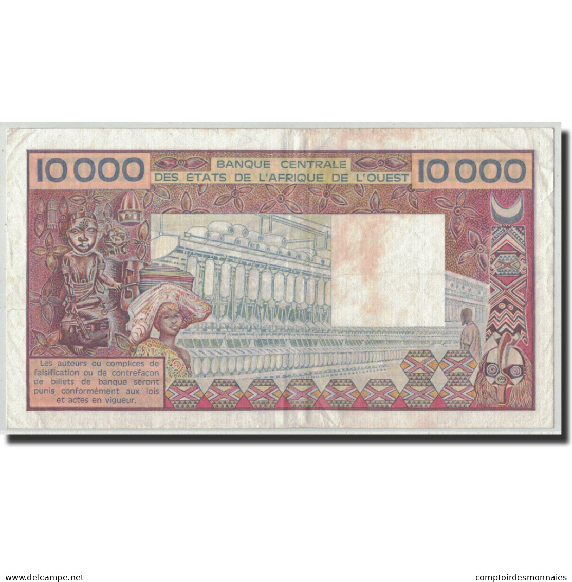 Billet, West African States, 10,000 Francs, Undated (1977-92), KM:109Aj, TTB - West-Afrikaanse Staten