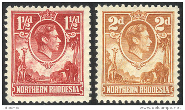 Sc.29 + 31, 1938 George VI And Wild Animals, The 2 Key Values Of The Set, Never Hinged, Excellent Quality. - Northern Rhodesia (...-1963)