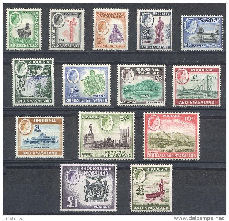 Sc.158/171, 1959 Landscapes, Set Of 14 Values (without 164A, Issued In 1962), Never Hinged, Excellent Quality. - Rhodésie & Nyasaland (1954-1963)