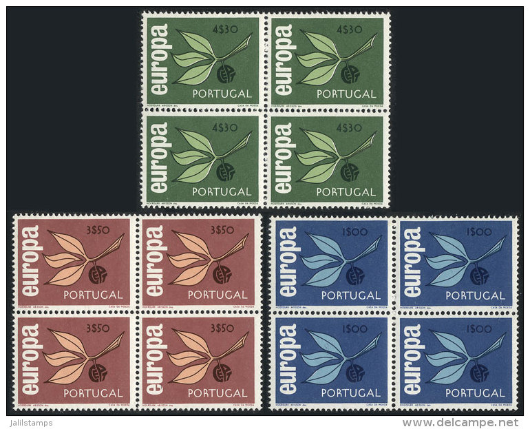 Yvert 971/973, 1965 Topic Europa, MNH Blocks Of 4, Excellent Quality, Catalog Value Euros 100. - Other & Unclassified