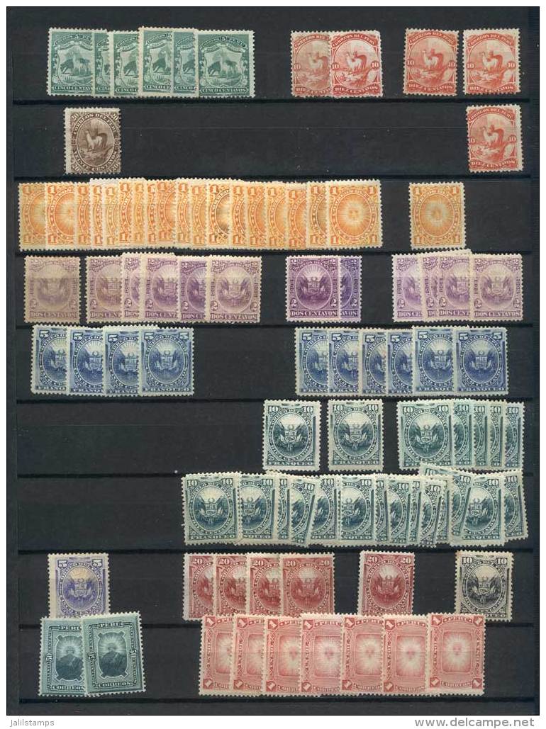 Stockbook With Old Stamps, Used And Mint (without Gum, With Hinge Marks, Or Never Hinged), Very Fine General... - Perú