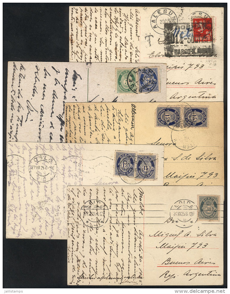 5 Postcards Sent To Argentina Between 1920 And 1937, Nice Postages And Views! - Otros & Sin Clasificación