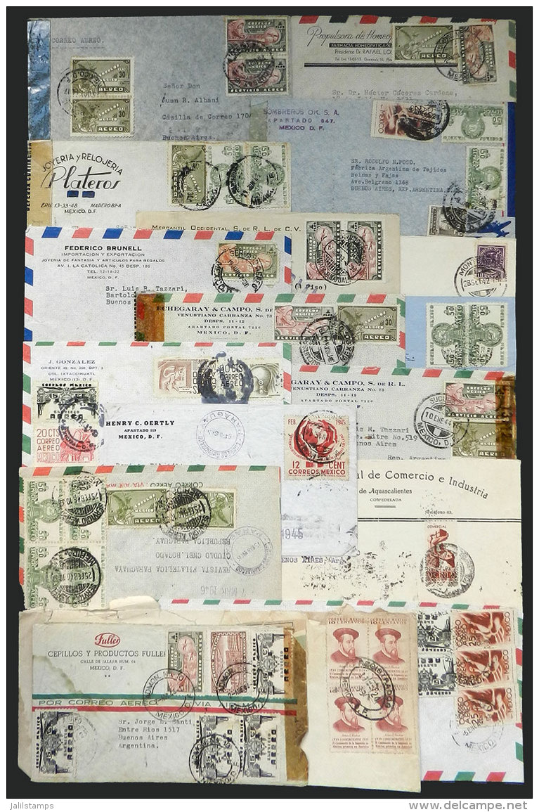 17 Covers (most Airmail) Sent To Argentina And Paraguay Between 1939 And 1951 With Interesting Postages And Many... - México