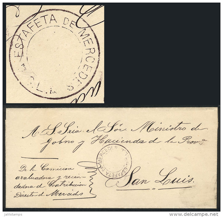 Circa 1874, Official Folded Cover Sent To San Luis, With The Extremely Rare Double Circle Mark Without Date:... - Sonstige & Ohne Zuordnung