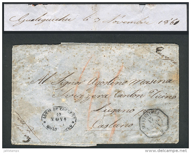 Entire Letter Dated GUALEGUAYCH&Uacute; 3/NO/1861 And Sent To Lugano (Switzerland) With Transit Marks Of MONTEVIDEO... - Sonstige & Ohne Zuordnung