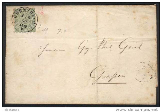 Comercial Printed Matter Sent From Gernsheim To Giessen On 25/MAY/1870, Franked By Michel 19, Very Handsome! - Otros & Sin Clasificación