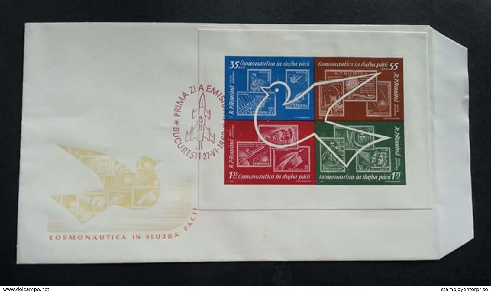 Romania Space Exploration 1962 Bird Dove (miniature FDC) - Briefe U. Dokumente