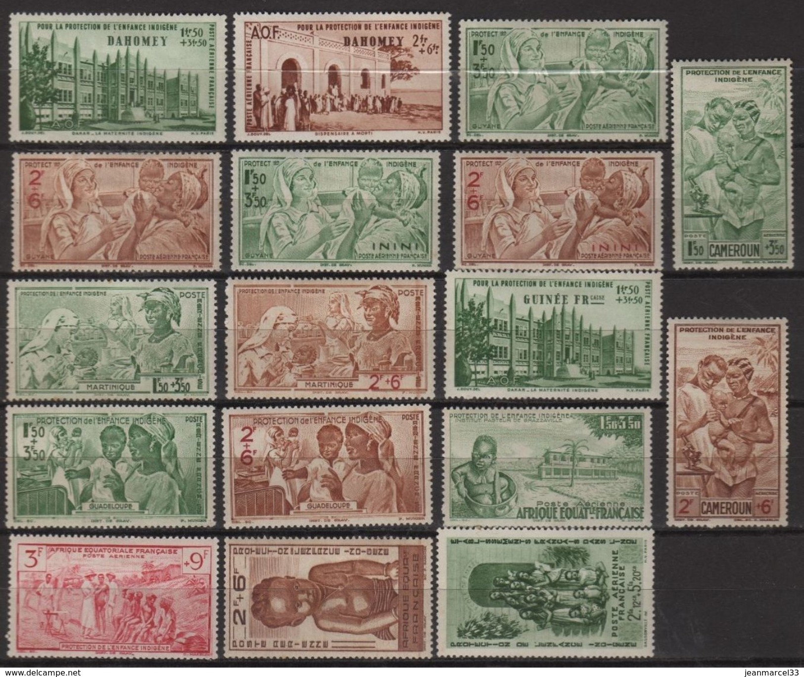 Série Incomplète De PA Protection De L'enfance, 17 Timbres Neufs Avec Ou Sans Charnière - 1942 Protection De L'Enfance Indigène & Quinzaine Impériale (PEIQI)