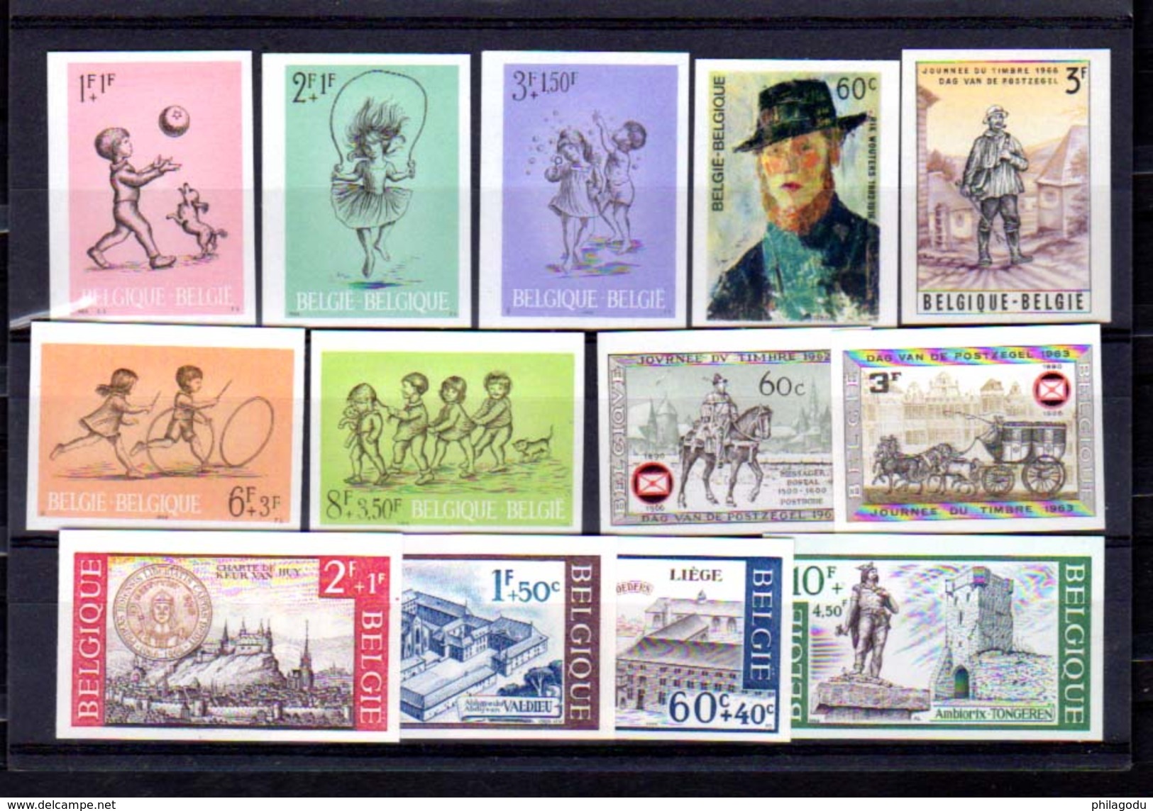 1966    Non Dentelés De BELGIQUE, Tirage 370 Exemplaires, Entre 1367 Et 1403**  Tourisme, Enfants, Philatélie - 1961-1980