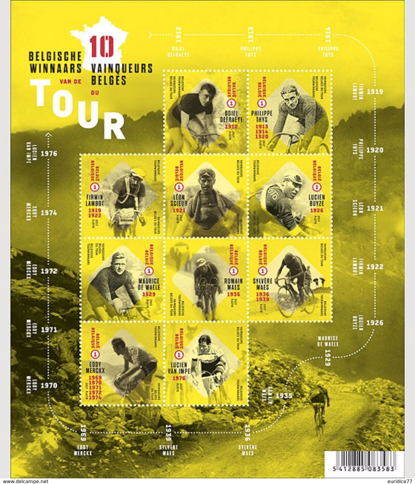 Belgium 2017 - Belgian Tour Winners Souvenir Sheet Mnh - Nuovi