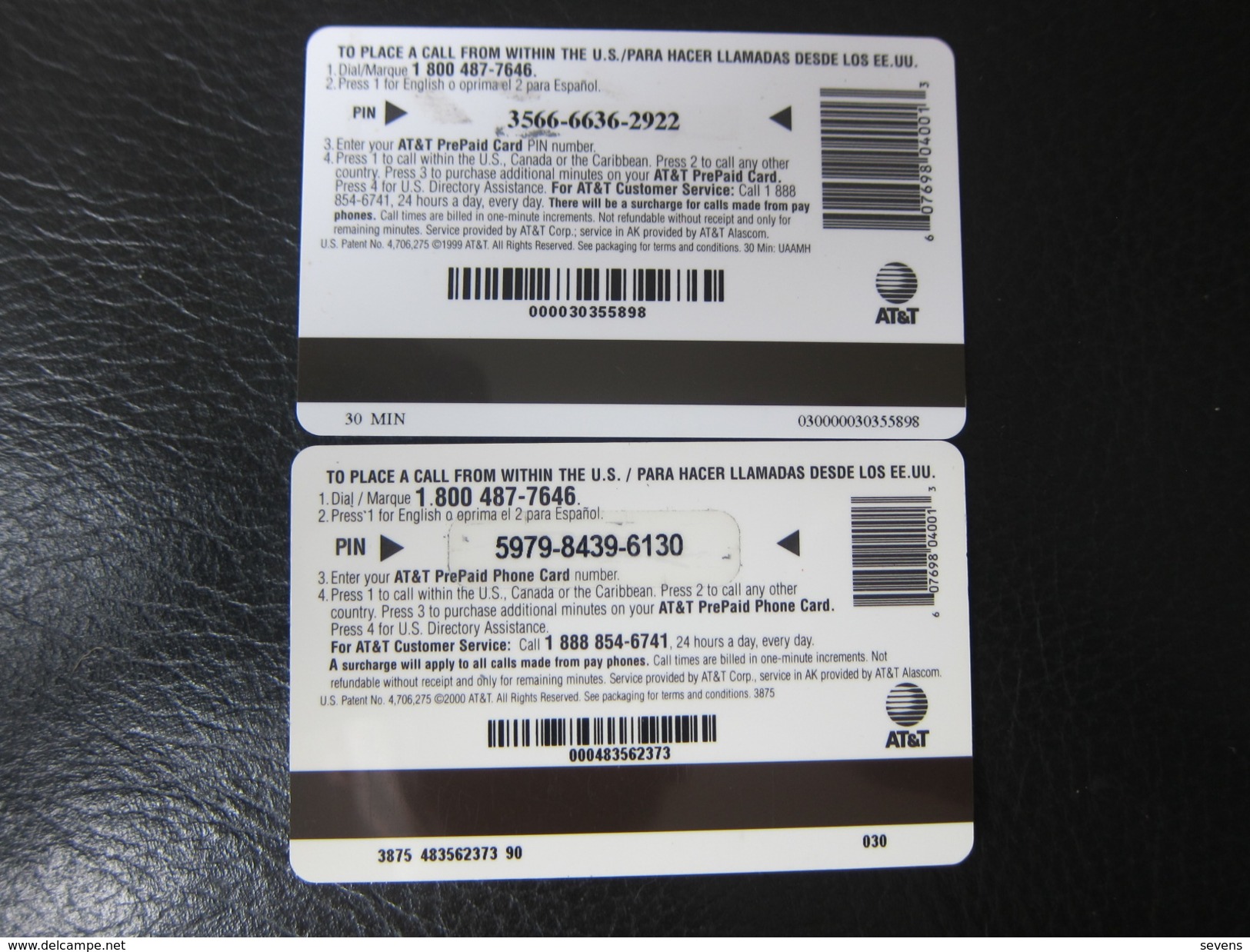 Wal-Mart 30 Minutes Phone Card,two Different, With Magnetic Stripe - AT&T