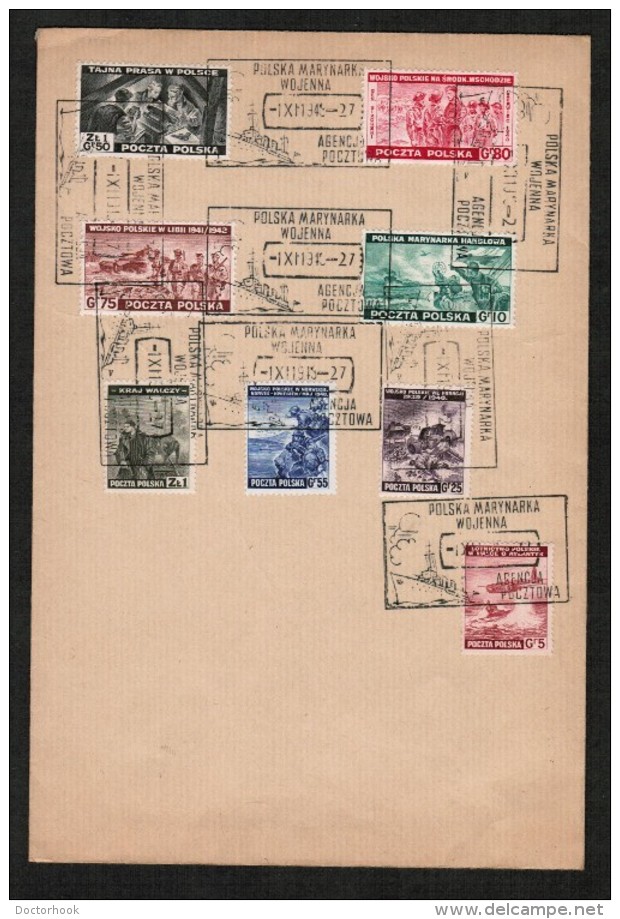 POLAND  Scott # 3K9-16  ON UNADRESSED FIRST DAY COVER  (NOV/1/1943) - Government In Exile In London