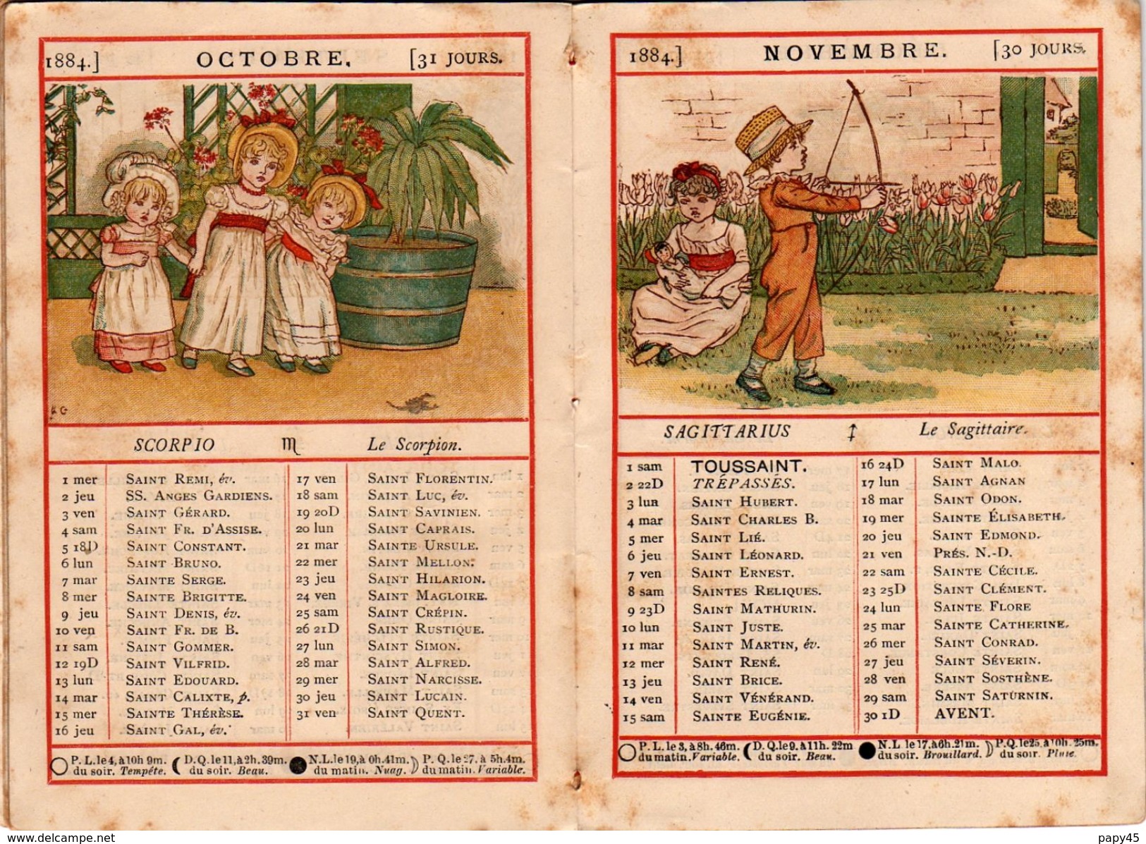 ALMANACH - CALENDRIER  1884   Par KATE GREENAWAY - Petit Format : ...-1900