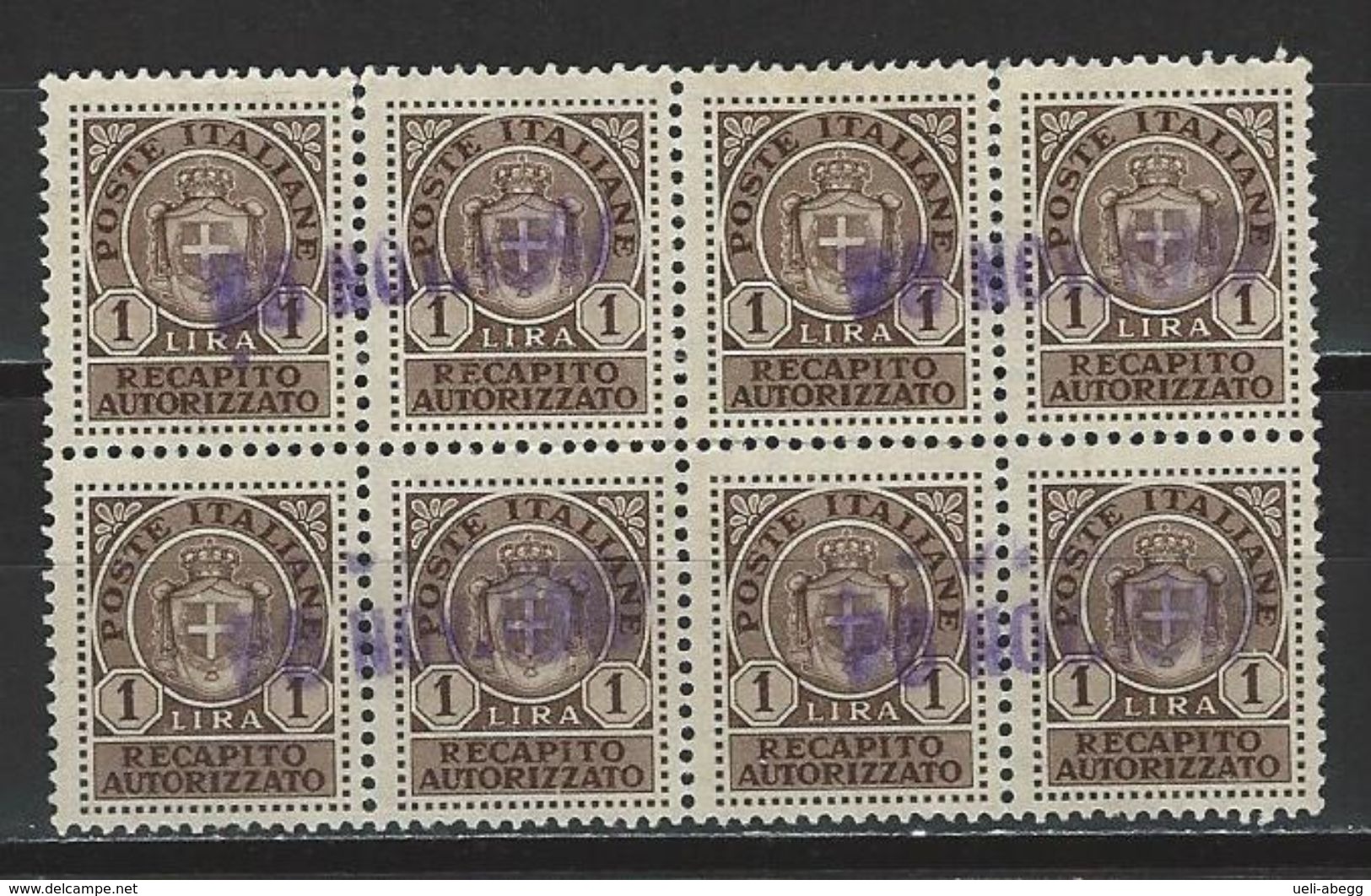 Gebührenmarke Mi 6 8er-Block O - Revenue Stamps