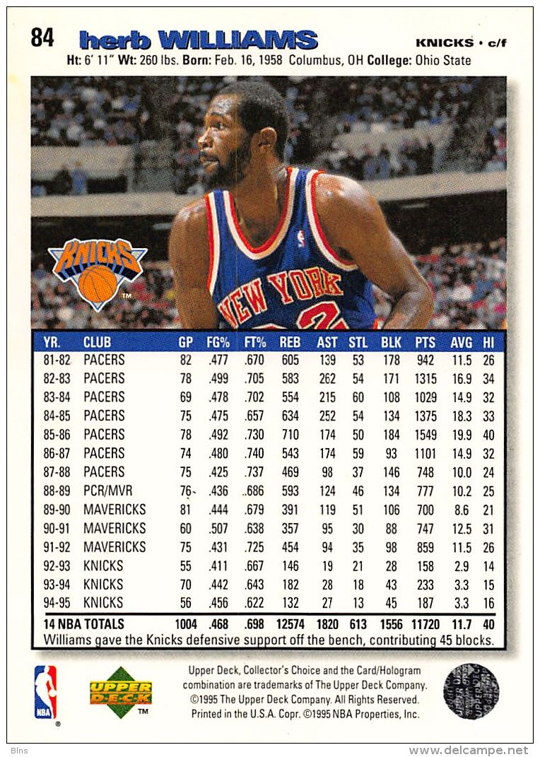 Herb Williams - Upper Deck 1995-96 Collector's Choice - N.84 - 1990-1999