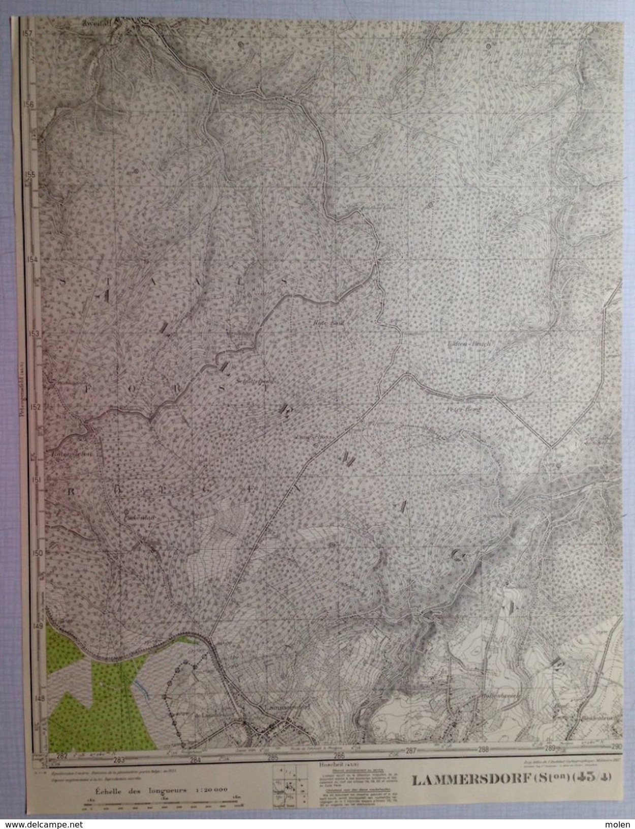 CARTE D ETAT MAJOR 43/4 De 1931 LAMMERSDORF-STATION Raeren Simmerath ROLLESBROICH WIDENBROICH RAFFELSBRAND ZWEIFALL S696 - Raeren