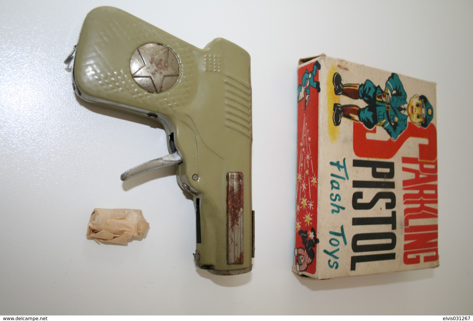 Vintage TOY GUN : MODERN TOYS - L=12cm - 1950-60s - Keywords : Cap Gun - Cork Gun - Rifle - Revolver - Pistol - Tin - Armes Neutralisées