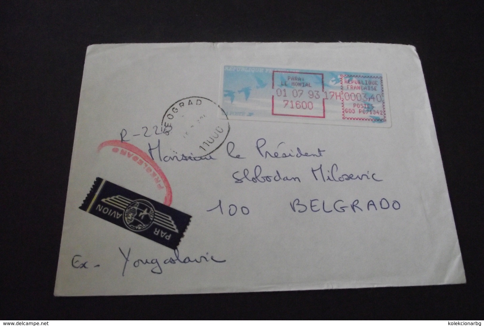 572. Letter Sent To Slobodan Milosevic With Censored Seal - Brieven En Documenten