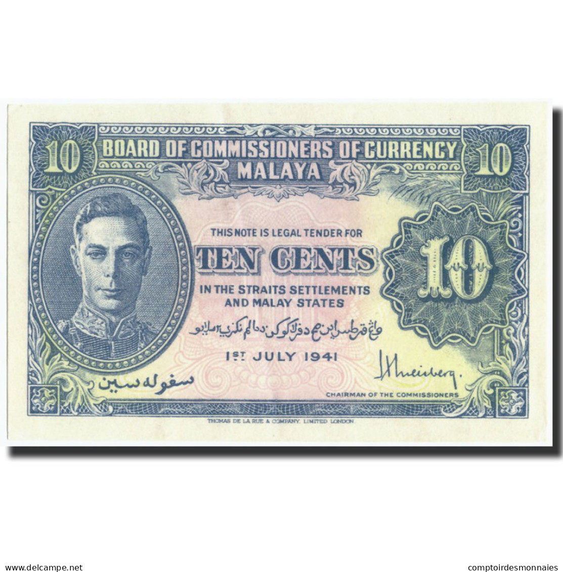 Billet, MALAYA, 10 Cents, 1941, 1941-07-01, KM:8, SUP+ - Maleisië